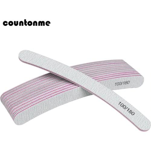 10pcs Curved Nail File For Manicure Grey Sandpaper 100/180 Sanding Polisher buffer Block Washable Nail Care Tool lime a ongle