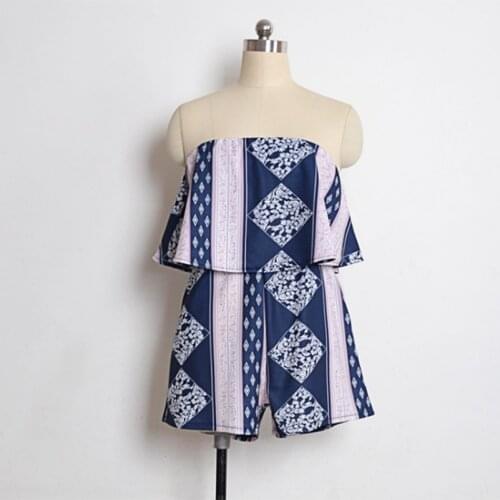 Boho Shorts Beach Shoulder Jumpsuit Rompers Women Playsuits 2020 Bohemian female Clothing The Sexy Beach with Ruffles Off