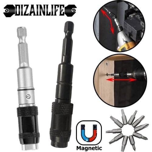 Multi-angle Magnetic Screw Drill Tip Drill Screw Tool 6.35mm Quick Change Locking Bit Holder Drive Guide Drill Bit Extensions