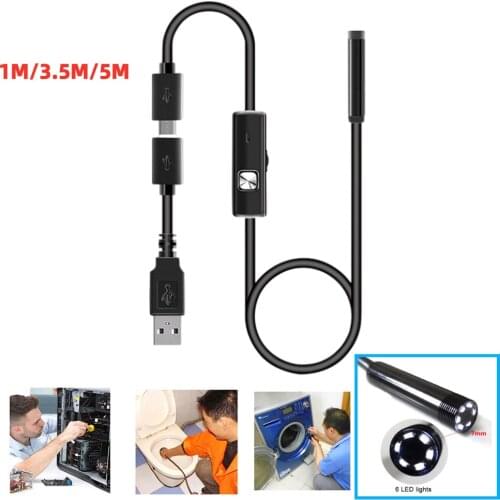 Industrial Endoscope IP67 with 6 LED Conduit Air Conditioning Pipeline Drain Sewer Inspection Waterproof Snake Camera