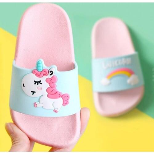 Suihyung Rainbow Unicorn Slippers For Boy Girls New Summer Kids Beach Shoes Baby Toddler Soft Indoor Flip Flops Children Sandals