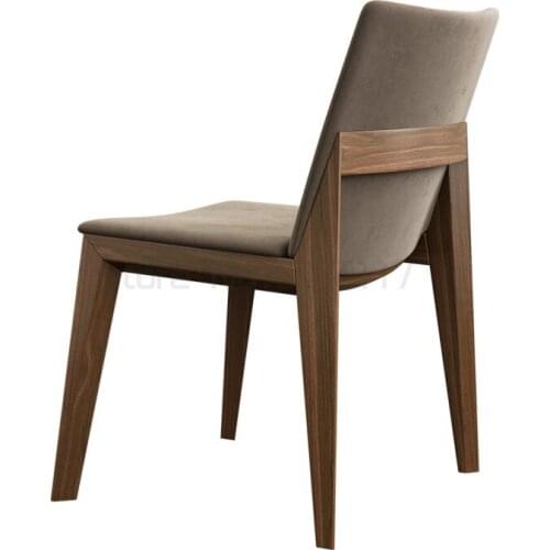 Nordic solid wood dining chair household modern simple leather linen art armchair leisure chair milk tea shop stool