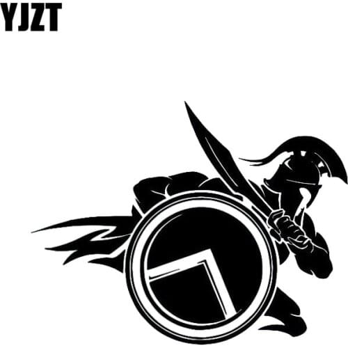 YJZT 13.5*10.4CM Roman Dash Fighting Serious Soldier Warrior Covering The Body Car Sticker Decal Black/Silver Vinyl C20-1800