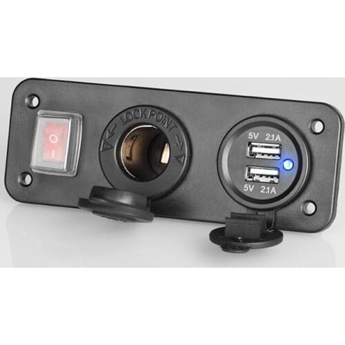 Dual USB Socket Charger 4.2A 12V Power Outlet ON-Off Rocker Toggle Switch Panel for Car Marine Boat RV Truck Camper Vehicles