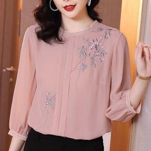 Ladies Elegant Pink Long Sleeve Shirt Blouse Women Fashion Button Up Satin Shirt Korean Office Vintage Shirts Tops