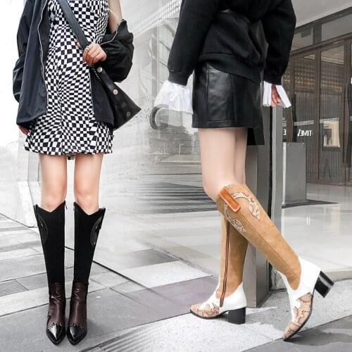 Women shoes 2021 Pointed Toe Knee-High boots for women 32-48