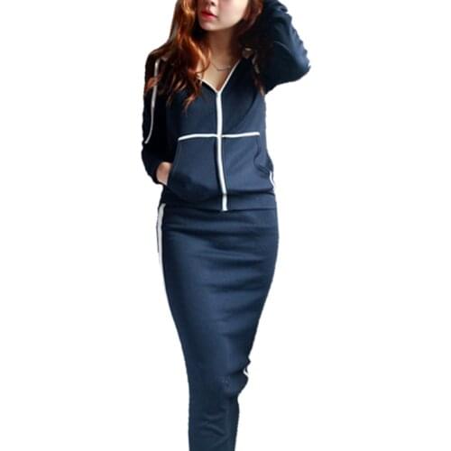 Women Two Piece Set Tracksuits Long Sleeve Sweatshirt and Skirt Female Casual Pullover Hoodies Sets