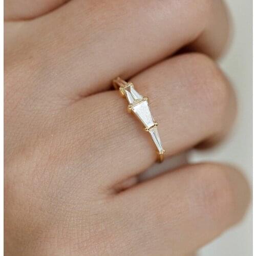 Simple Design Crystal Rings for Women Engagement Wedding Bands Jewelry Female Gold Color Rings Anniversary Party Jewelry Gift