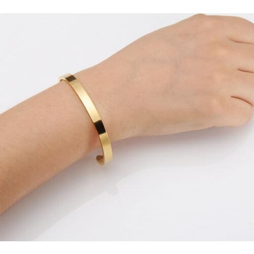 1 Pc Stainless Steel Simple Plain Glossy Bangles Open Size For All Cute Women Men Girls Custom Jewelry