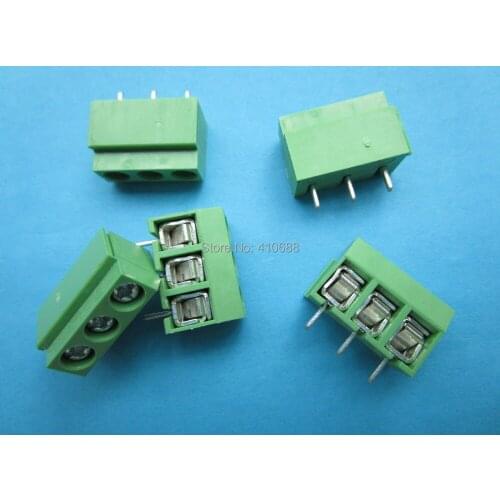 120 pcs Green Pitch 5.0mm 3 pin Screw Terminal Block Connector Wire Protector DC126V