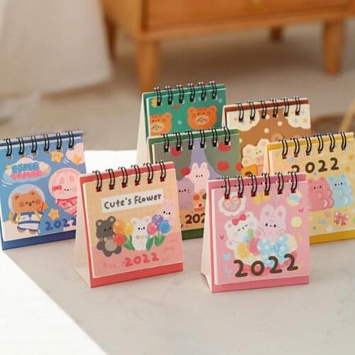 Animal Pattern Paper Calendar Cute Cartoon Mini 2021-2022 Daily Scheduler Table Planner Organizer Home Office School Supplies