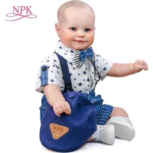 NPK 60CM Maddie Huge Original Size Bebe Boy Doll Soft Body Flexible Hand-Drawing Hair 3D Skin Tone with Veins Collectible doll
