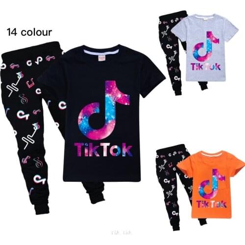 Hot Sale Baby Boy Clothes Brand 2021 Summer Kids Clothes Sets T-shirt+Pants Suit Tik Tok Printed Clothes Teenagers Sport Suit