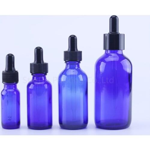 15ml 30ml 60ml 120ml blue Glass Bottle With Dropper Essential Oil Bottle , 60cc empty Boston bottle 100pcs