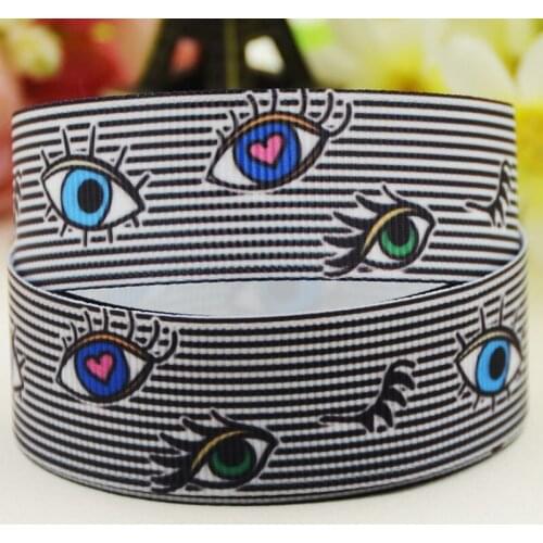 22mm 25mm 38mm 75mm Eye Print Cartoon pattern printed Grosgrain Ribbon party decoration 10 Yards X-04226