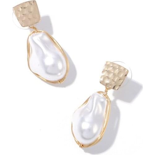 ELEGANCE11 Luxury Pearl Earrings Irregular Drop Pendant Earings Women Costume Earrings for Christmas Jewelry Gift