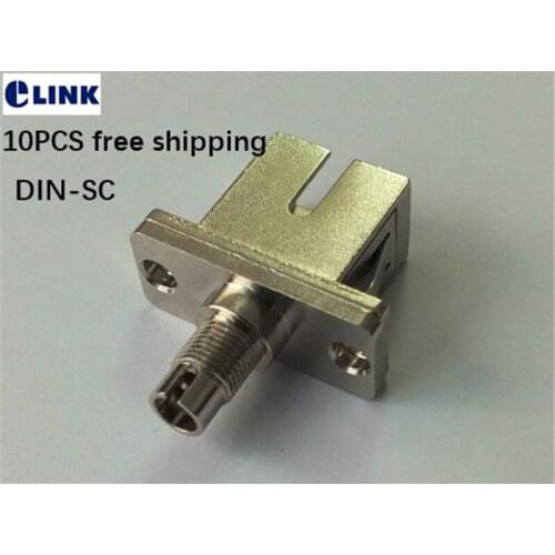 10pcs DIN-SC fiber hybrid adapter female to female Rectangular type connector SM MM metal coupler ftth IL