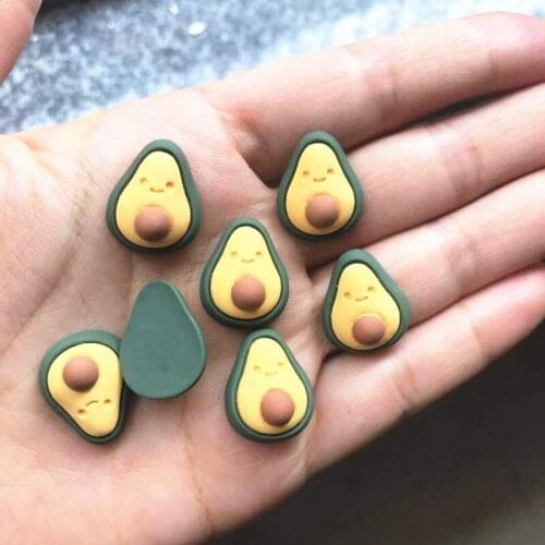 10Pcs/lot Kawaii Avocado Flat back Resin Cabochon Simulation Fruit Flatback Cabochons Embellishments for Scrapbooking DIY Making