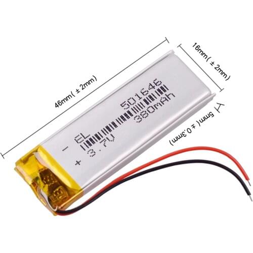 2019 New 3.7v 380mah Lithium Polymer LiPo Rechargeable Battery Cells Power 46x16x5mm Li-ion Battery Replacement