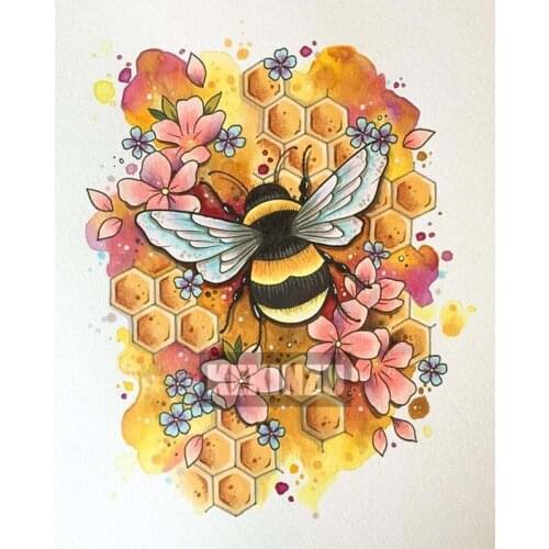 KEXINZUdiamond embroidery Flowers bees diamond painting cross stitch crafts diamond mosaic kit full square rhinestone home decor