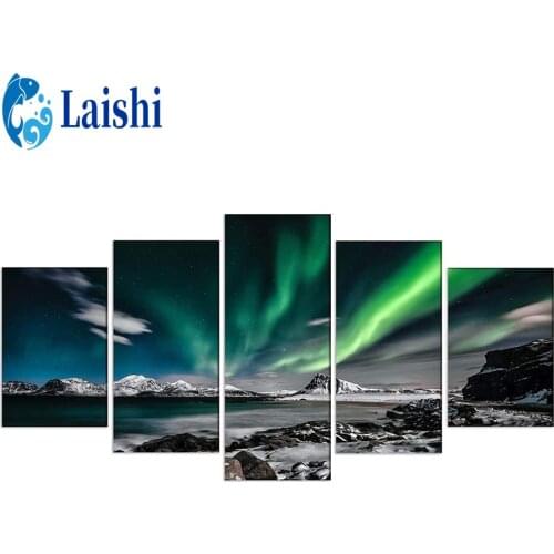 5pcs Diamond Painting Northern Lights Landscape Cross Stitch mosaic full drill Diamond Embroidery New Handicrafts Home Decor