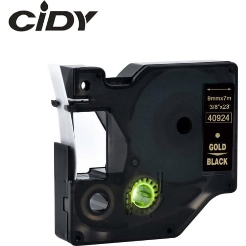 Cidy 40924 Compatible Dymo D1 manager 9mm gold on black for Dymo Label Printer label tape for Dymo label manager LM 160 280