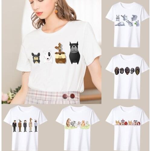 Women Tshirts Cute Cartoon Animal Pattern Series Lady Short Sleeve Top Classic White Print All-match Female Tshirt Woman Clothes