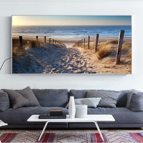 Seaside Beach Sunrise Landscape Graceful Posters and Prints HD Print Wall Art Pictures Living Room Decoration Canvas Painting