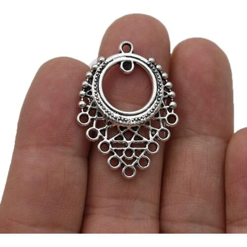 JAKONGO Antique Silver Plated Flower Connectors for Jewelry Making Earrings Jewelry Findings Accessories 24x33mm 8pcs