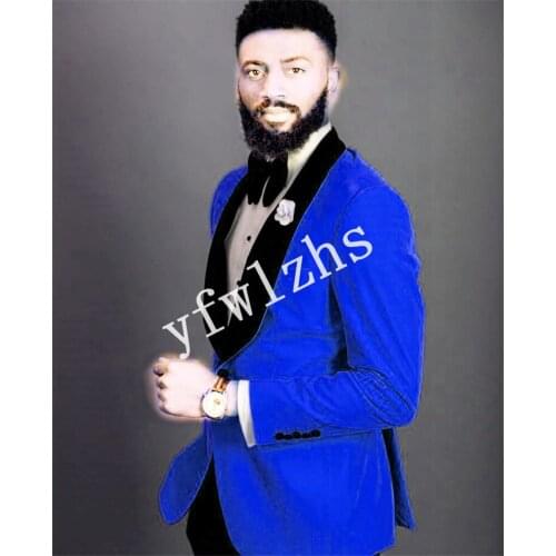 Handsome Velveteen Groomsmen Shawl Lapel Groom Tuxedos Mens Wedding Dress Man Blazer Prom Dinner (Jacket+Pants+Tie) A233