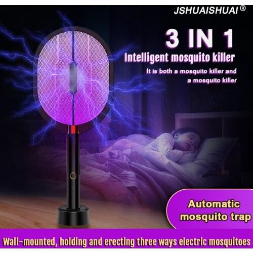 3 IN 1 LED Mosquito Killer Lamp 3000Volt Electric Bug Zapper Insect Killer USB Rechargeable Anti Mosquito Flies Fly Swatter Trap