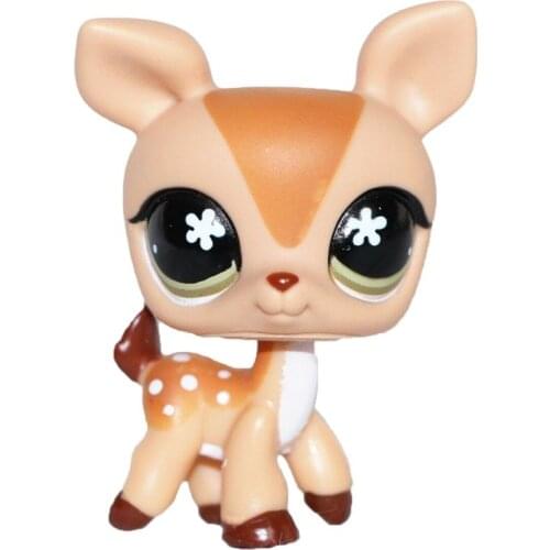 LPS CAT Old original pet shop toys deer #634 Fawn Mommy white Spots green snowflake Eyes for girls collection
