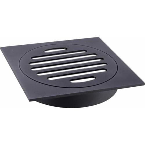 Housetop All Brass Shower Drain Bathroom Floor Drain Tile Insert Square Anti-odor Floor Waste Grates Black Chrome Finish