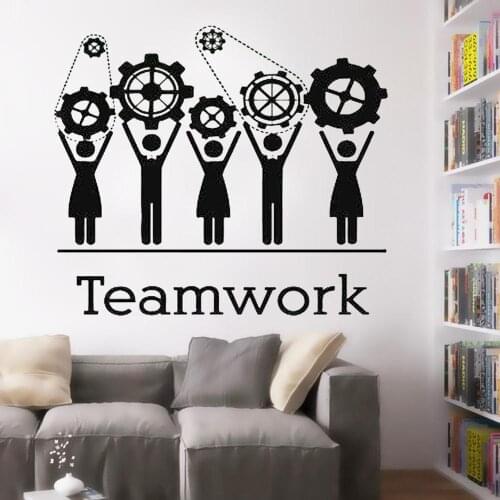 Teamwork Office gear Wall Decal Inspire Office Quote Decals Motivation Idea Wall Art Office Decor Wall Sticker decoration HQ150