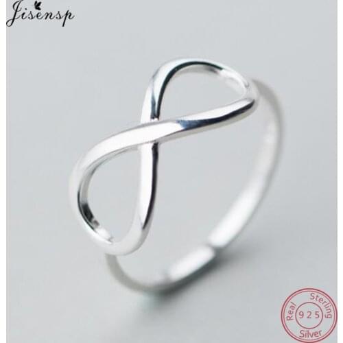 Authentic 925 Sterling Silver Cute Infinity Adjustable Ring Fine Jewelry for Women Girls Wedding Accessories Joyas De Plata