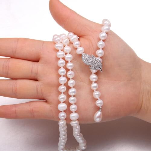 Natural Freshwater Potato-shaped Pearl 8-9 Mm Necklace For Elegant Women Wedding Dress Gift