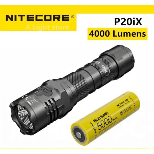 NITECORE P20iX USB-C Rechargeable Flashlights Super Bright Military Tactical Flashlight 4000 lumens 5000mAh NL2150HPi Battery