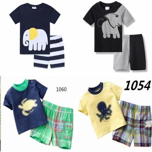 New Children Cartoon Pajamas Boys Elephant Pyjama Coton Bebe Kids Pijama Infantil Baby Home Wear Sleepwear Set