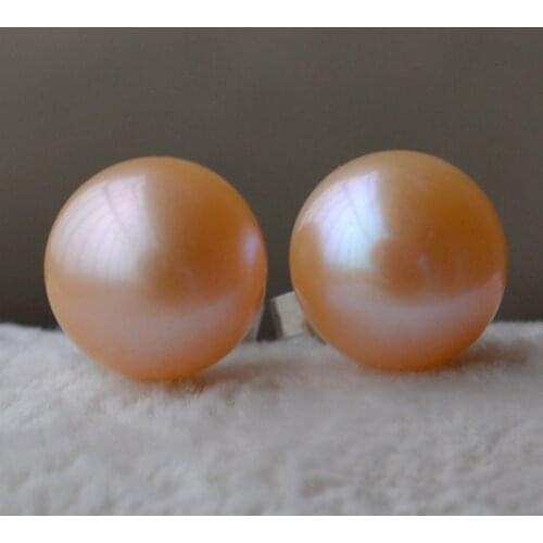 New Arrival Favorite Pearl Jewelry 8.5mm Pink Genuine Freshwater Pearl Silver Stud Earrings Fine Jewelry Charming Lady Gift