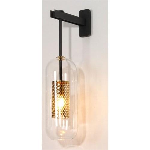 Indoor Postmodern Wall Lamp Gold/black Metal Glass Creative Sconce LED Wall Light Bedroom Bedside Aisle Corridor Stair Lighting