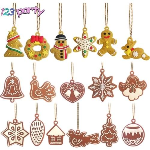 Gingerbread Man Christmas Ornaments Deer Snowman Christmas Tree Pendant Decoracion Navidad New Year Decor Party Suplies