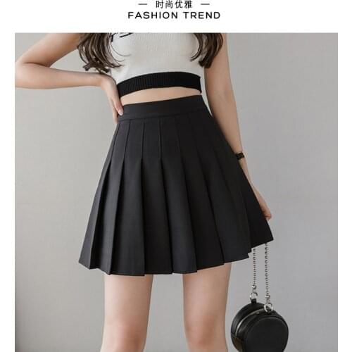 Sexy women short skirt cute female pleated skirt spring and autumn high waist solid color mini skirt summer female skirt