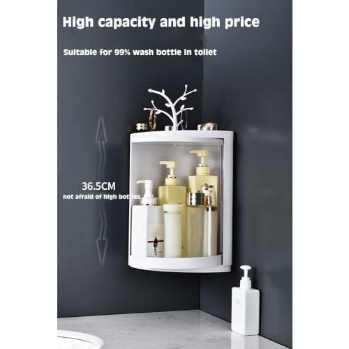 Bathroom Storage Cabinet Punching-free Wall-Mounted Shelf Wall Rotating 360 Corner Shower Cabinets Shower Organizer
