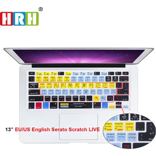 HRH Serato Scratch LIVE Shortcuts Hotkey Silicone Keyboard Cover Skin Protector For Macbook Pro Air Retina 13 15 17 EU US Both