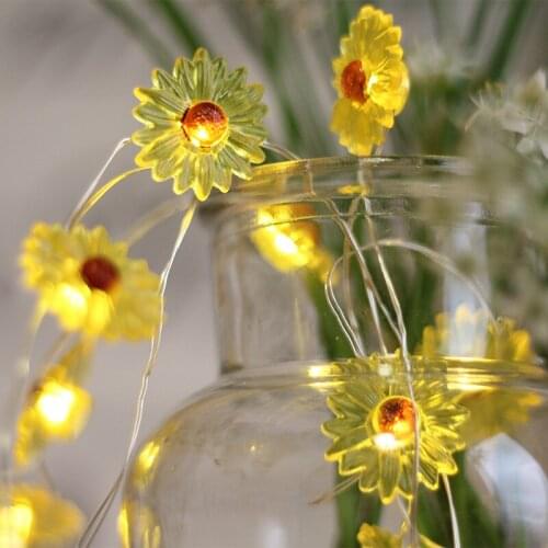 LED Small Daisy String Light Garland Fairy Light String USB Star Copper Wire Lamp Wedding Party Holiday Home Decor Hawaii