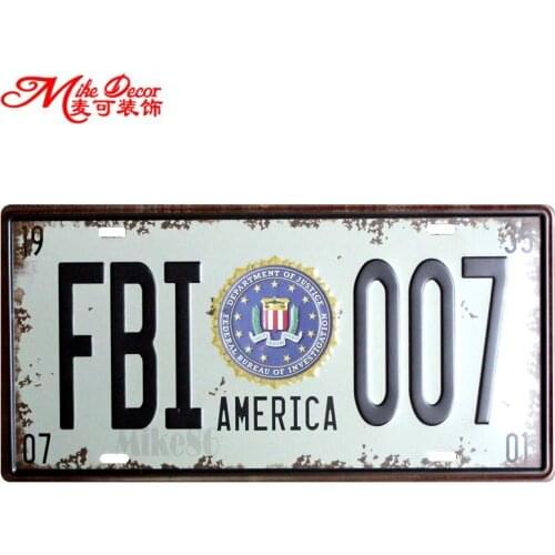 [ Mike86 ] FBI 007 USA License Plates Metal Painting decor Tin sign GiftCraft D-223 mix order 30*15 CM