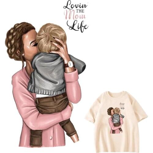 Fashion Baby Mom Patches For Clothes DIY Washable T-Shirts Heat Transfer Thermal Stickers Parent-Child Style Iron On Appliqued