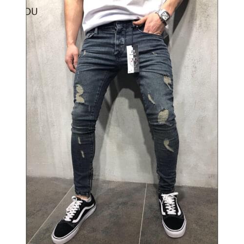 YIKUO Ripped Jeans For Men