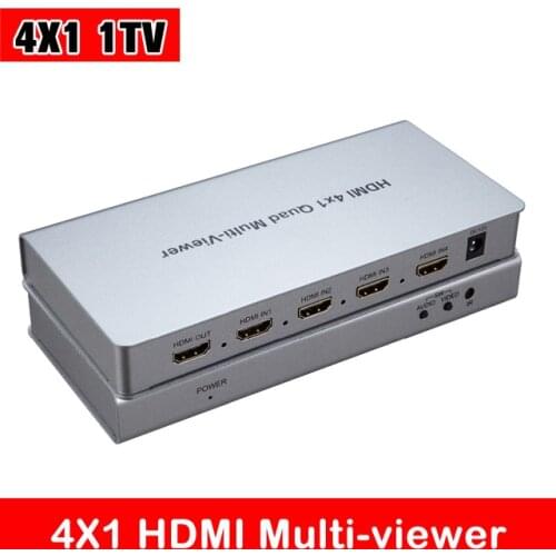 YUOUT Multi-viewer HDMI quad multiviewer 4X1 seamless HDMI Switcher 3D&full HD1080P with remote&12V power supply