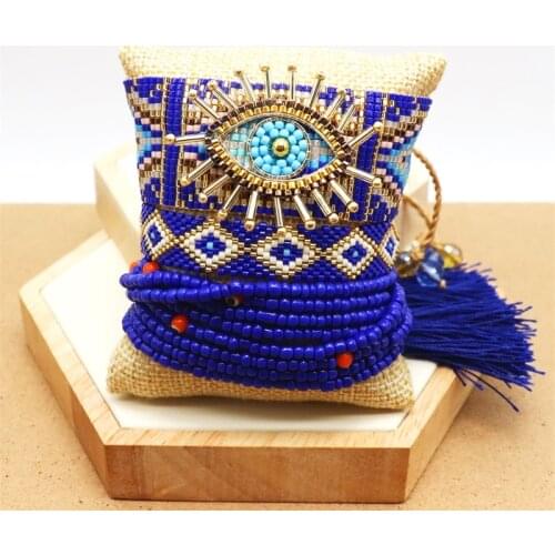ZHONGVI Turkish Evil Eye Bracelet Luxury Bracelets Handmade Woven Bileklik Armband Pulseras Mujer Moda 2021 Miyuki Bead Bracelet